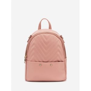 

Chevron Stitching Pattern Backpack, Light pink