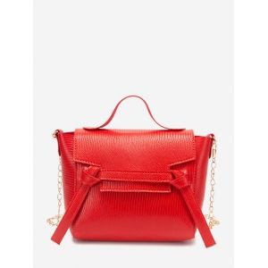 

Embossed Knot Chain Crossbody Bag, Red