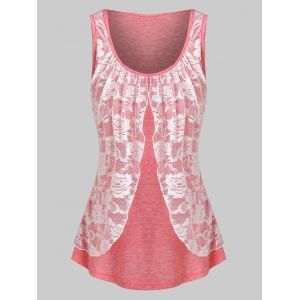 

Sleeveless Lace Overlay Top, Light pink