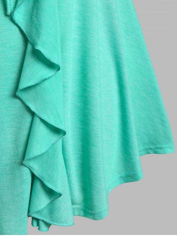 Plus Size & Curve Cinched Lace Straps Ruffled Tank Top