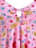 Plus Size Handkerchief Floral Print Cinched Tankini Swimwear -  