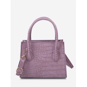 

Textured Square Solid Handbag, Wisteria purple