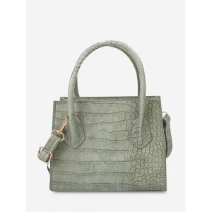 

Textured Square Solid Handbag, Dark sea green