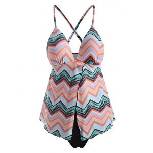 

Criss Cross Zig Zag Flyaway Tankini Swimwear, Multi