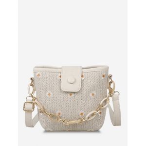 

Daisy Woven Spliced Shoulder Bag, Warm white