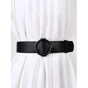 

Solid Round Ring Buckle Belt, Black