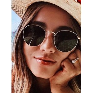 

Oversize Round Frame Metal Sunglasses, Champagne gold