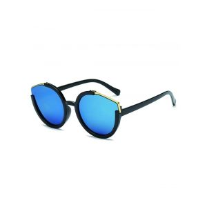 

Metal Splicing Contrast Frame Sunglasses, Crystal blue