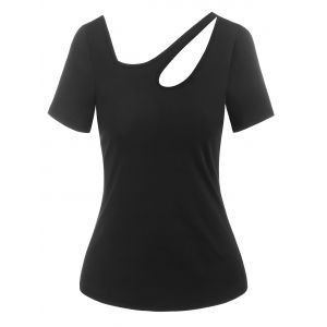 

Skew Neck Cutout Tee, Black