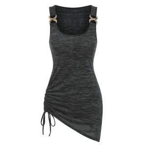 

Space Dye Cinched Irregular Tank Top, Gray