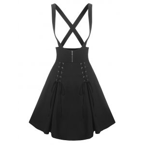 

Lace Up Crisscross Suspender Skirt, Black