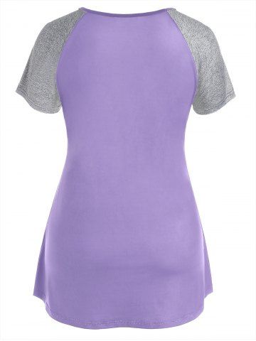Plus Size Skull Print Raglan Sleeve Gothic Tee