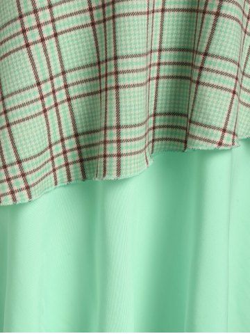 Plus Size & Curve Flutter Sleeve Plaid Layered T Shirt