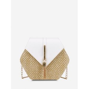 

Hexagon Woven Tassel Crossbody Bag, Milk white