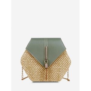 

Hexagon Woven Tassel Crossbody Bag, Light green