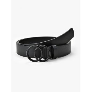 

Solid Double Circle Buckle Belt, Black