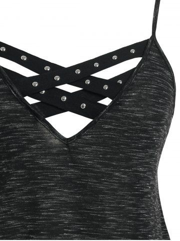 Plus Size Crisscross Studded Tank Top
