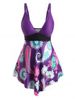 Plus Size Paisley Flower Empire Waist Skirted Modest Tankini Swimwear -  