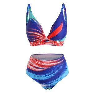 

Plunging Ombre Stripes Bikini Swimwear, Multi