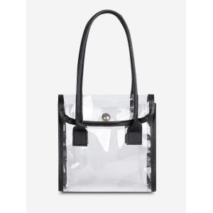 

Transparent Binding Flap Tote Bag, Black