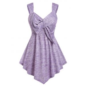 

Plus Size Space Dye Bowknot Irregular Tank Top, Purple