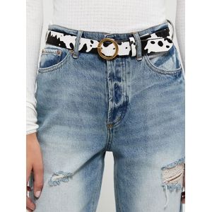 

Milk Cow Print Round Buckle Belt, Milk white