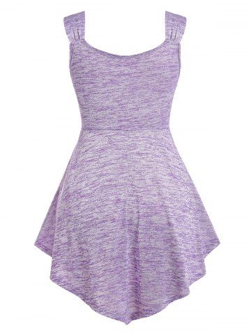 Plus Size Space Dye Bowknot Irregular Tank Top