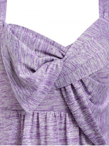 Plus Size Space Dye Bowknot Irregular Tank Top