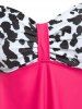 Plus Size Cow Print Empire Waist Modest Tankini Swimwear -  