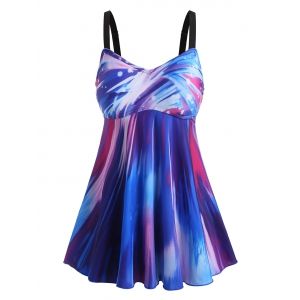 

Empire Waist Ombre Backless Tankini Swimwear, Multi