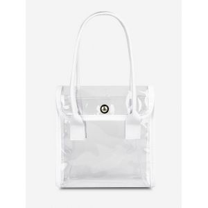 

Transparent Binding Flap Tote Bag, Milk white