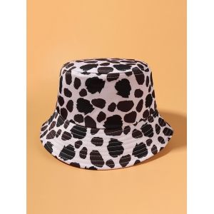 

Cow Spot Printed Travel Bucket Hat, White