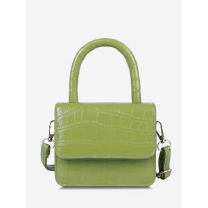 

Embossed Dual Handle Flap Crossbody Bag, Tea green