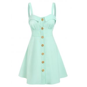 

Button Through Sleeveless Mini Dress, Light green