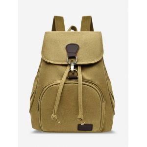 

Canvas Drawstring Large Capacity Backpack, Light khaki