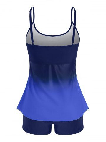 Plus Size Ombre Print Backless Cami Boyleg Modest Tankini Swimwear