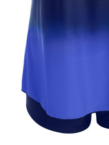 Plus Size Ombre Print Backless Cami Boyleg Modest Tankini Swimwear