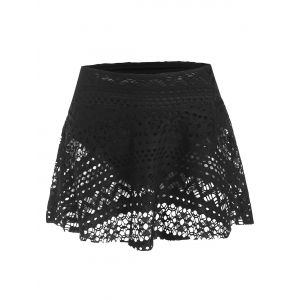 

Skirted Guipure Lace Swim Bottom, Black