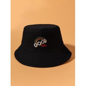

Letter Rainbow Embroidery Bucket Hat, Black