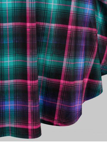 

Plus Size Plaid Lace Panel A Line High Rise Dress, Multi