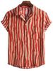 Irregular Stripe Pattern Short Sleeve Shirt -  