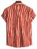 Irregular Stripe Pattern Short Sleeve Shirt -  