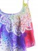 Bohemian Flower Cinched Flounce Overlay Tankini Swimwear -  
