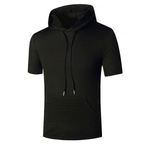 

Hooded Stitching Detail Kangaroo Pocket T-shirt, Black