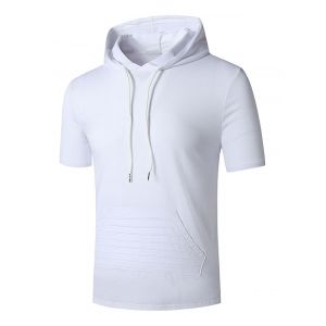 

Hooded Stitching Detail Kangaroo Pocket T-shirt, White
