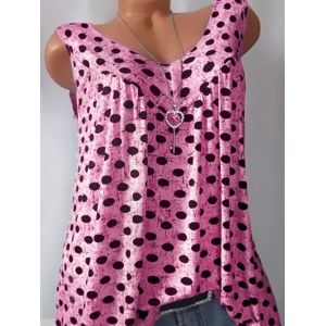 

Plus Size Vintage Polka Dot Tunic Tank Top, Light pink
