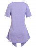 T-Shirt Noué sur le Devant à Imprimé Floral Grande-Taille - Violet clair 3X