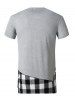Plaid Print Side Slit Faux Twinset T-shirt -  
