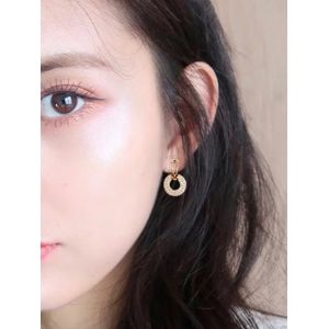 

Rhinestone-Embellished Circle Stud Earrings, Golden