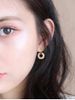 Rhinestone-Embellished Circle Stud Earrings -  